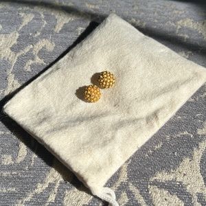 Yellow & Gold Beaded Stud Earrings